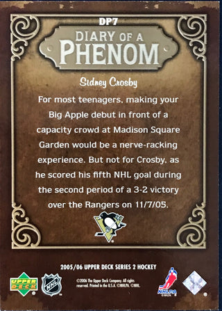 Sidney Crosby 2005-06 Upper Deck Diary of a Phenom Card DP7