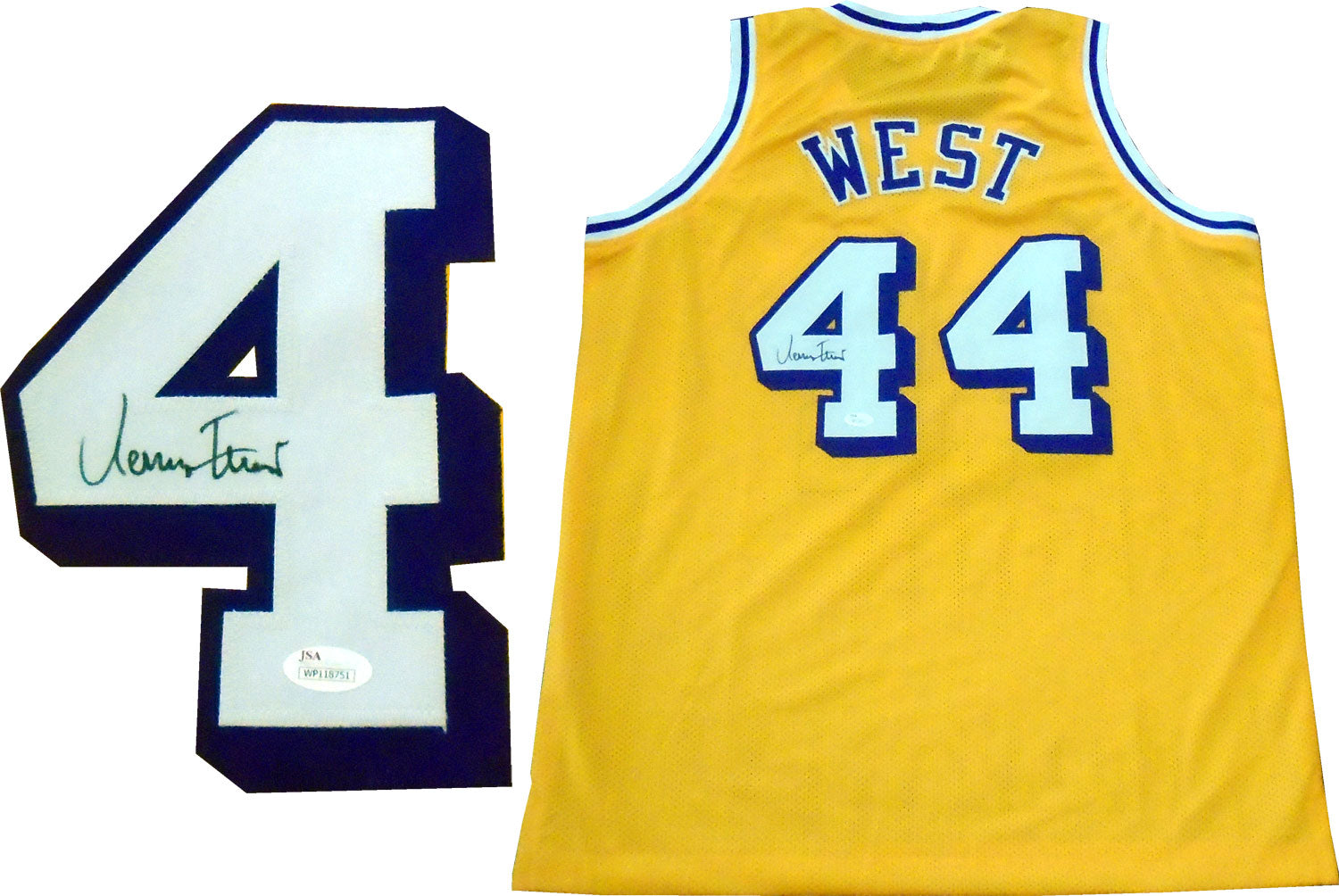 Jerry West Autographed Los Angeles Custom Basketball Jersey - JSA COA  (Gold)