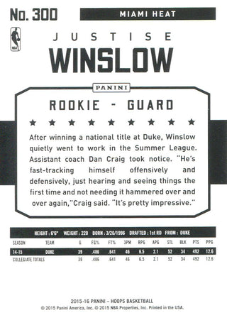 Justise Winslow 2015-16 Panini NBA Hoops Rookie Card