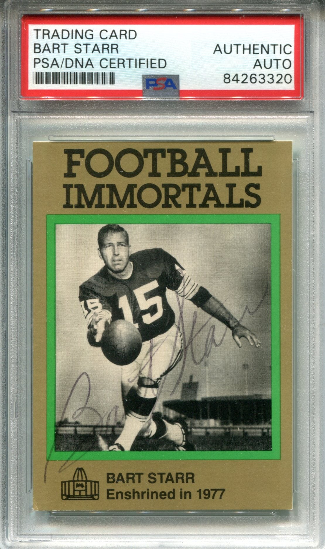 Bart Starr Autographed 1985 Football Immortals Card (PSA