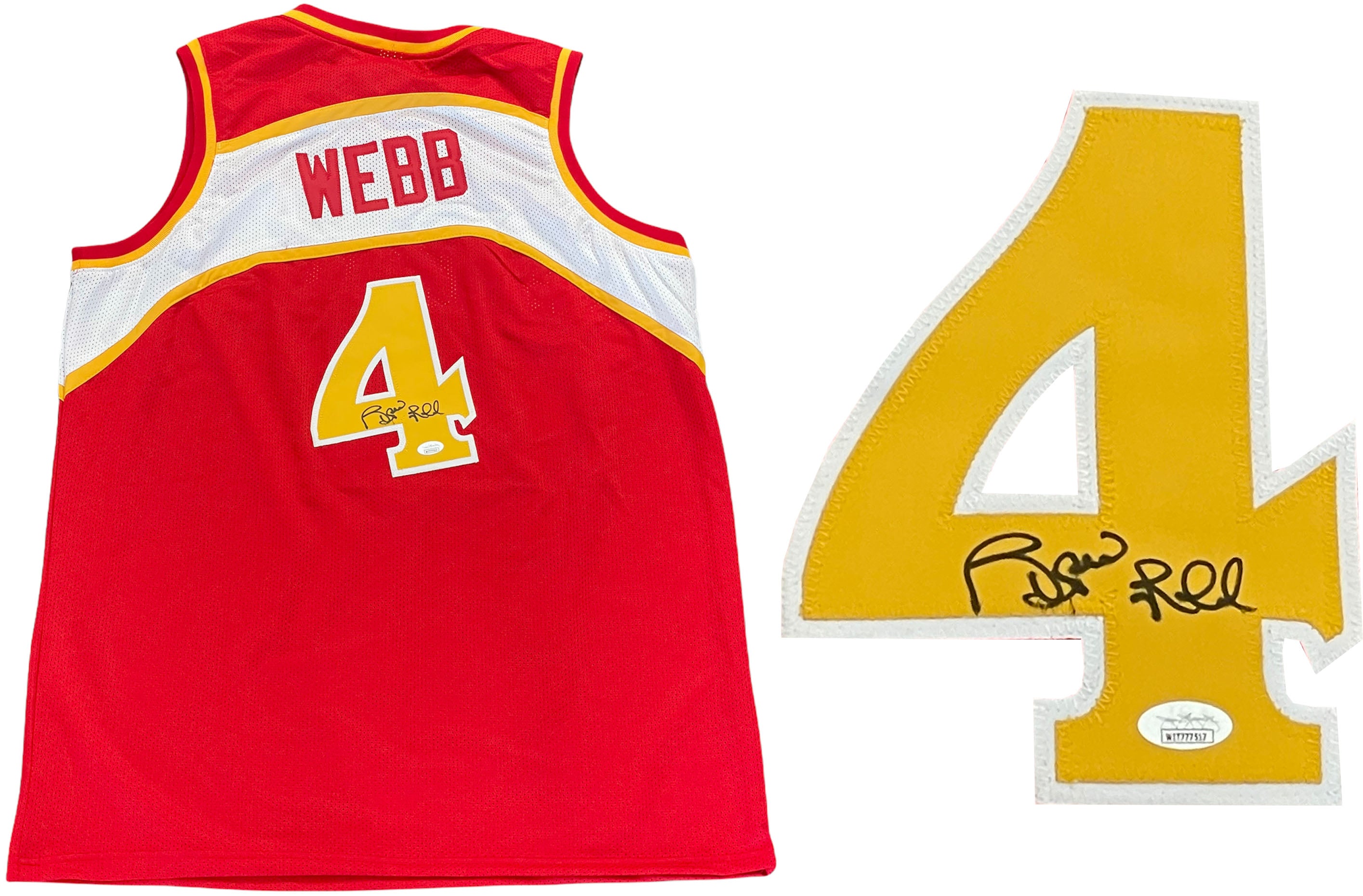 Autographed/Signed Spud Webb Atlanta White Basketball Jersey JSA COA