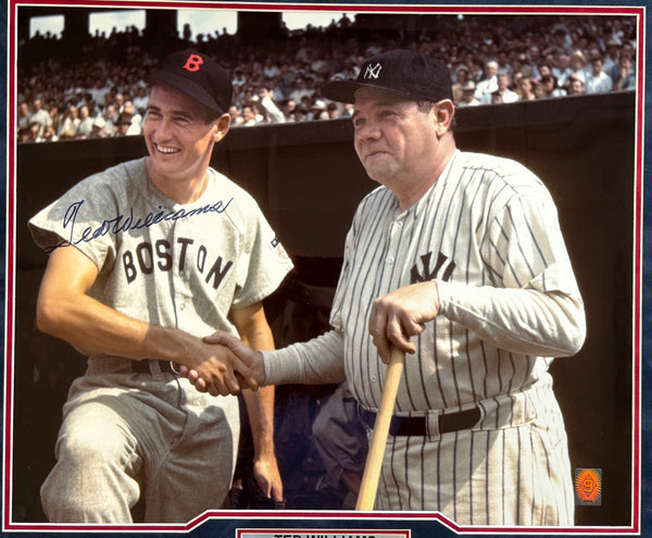 Ted Williams Autographed 20x24 Framed Photo with Babe Ruth (Green Diamond)