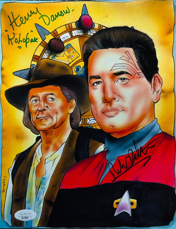 Robert Beltran & Henry Darrow Autographed Star Trek Voyager Print (JSA)