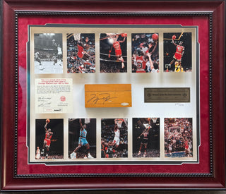 Michael Jordan Big Shots Retirement Photo With Signed Floor Piece #137/230 (UDA)