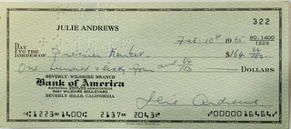 Julie Andrews English Actress Singer & Author Personal Check February 1965