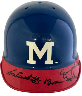 Lew Burdette Ernie Johnson Warren Spahn Autographed  Braves Mini Helmet (JSA)