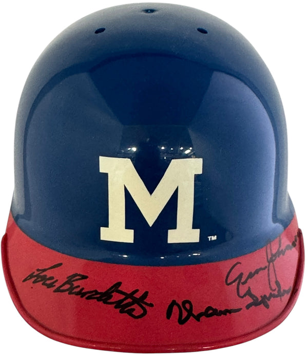 Lew Burdette Ernie Johnson Warren Spahn Autographed  Braves Mini Helmet (JSA)