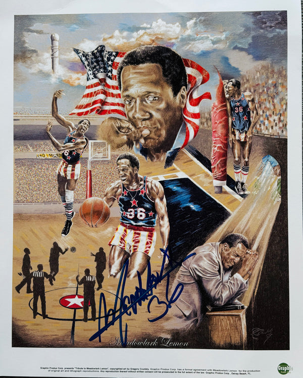 Meadowlark Lemon Autographed 11x14 Basketball Litho