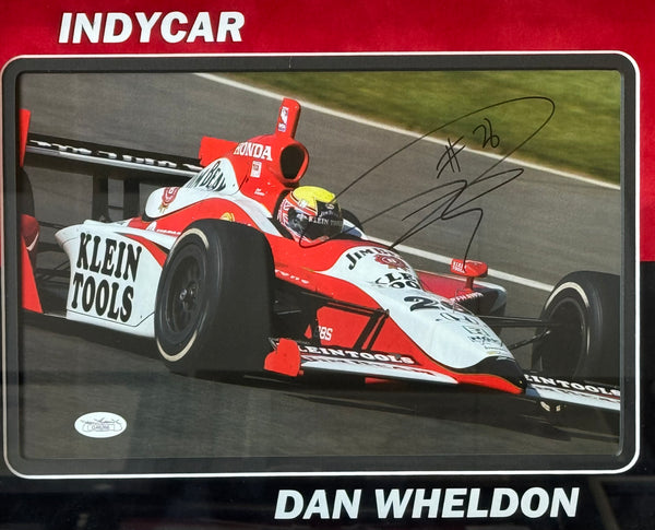 Dan Wheldon Autographed 8x12 Racing Photo Framed (JSA)