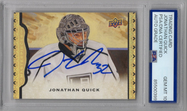 Jonathan Quick 2015 Upper Deck Masterpieces Auto Card PSA Authentic Card /50