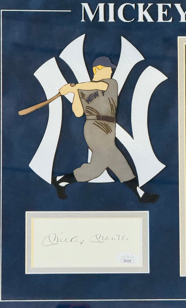 Mickey Mantle Autographed 3x5 Index Card Framed (JSA)