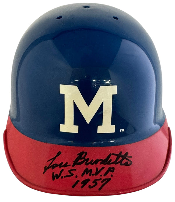 Lew Burdette Autographed Milwaukee Braves Mini Helmet