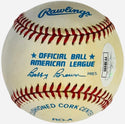 Joe DiMaggio Autographed American League Bobby Brown Baseball (JSA)