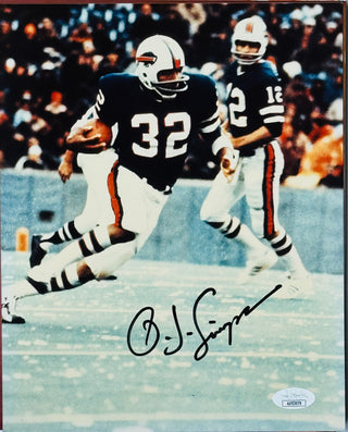 O.J. Simpson Autographed Bills 8x10 Football Photo (JSA)