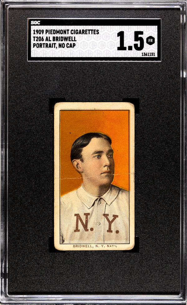 Al Bridwell 1909 T206 Portrait, No Cap Piedmont Tobacco Card (SGC 1.5)