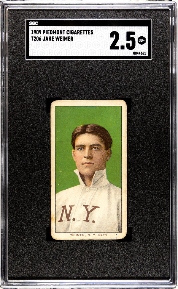 Jake Weimer 1909 T206 Piedmont Tobacco Card (SGC 2.5)