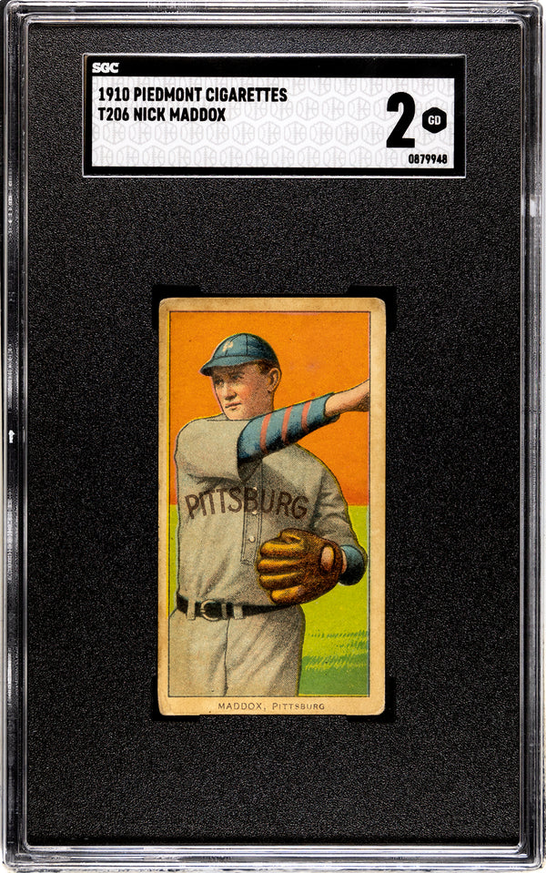 Nick Maddox 1910 T206 Piedmont Tobacco Card (SGC 2)