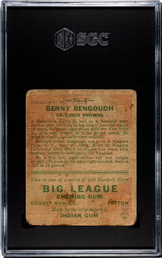 Benny Bengough 1933 Goudey #1 SGC 1