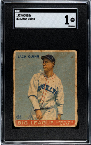 Jack Quinn 1933 Goudey #78 SGC 1