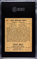 Max West 1941 Playball Card #2 SGC 1.5