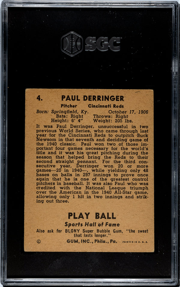 Duke Derringer 1941 Playball Card #4 SGC 2