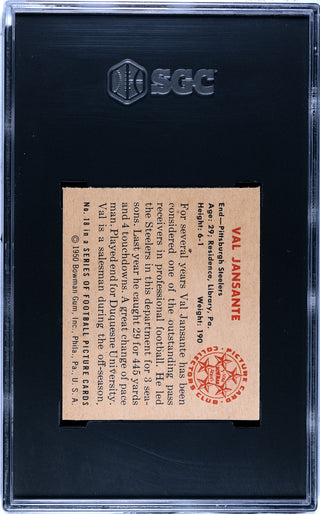 Val Jansante 1950 Bowman Card #18 (SGC Authentic)