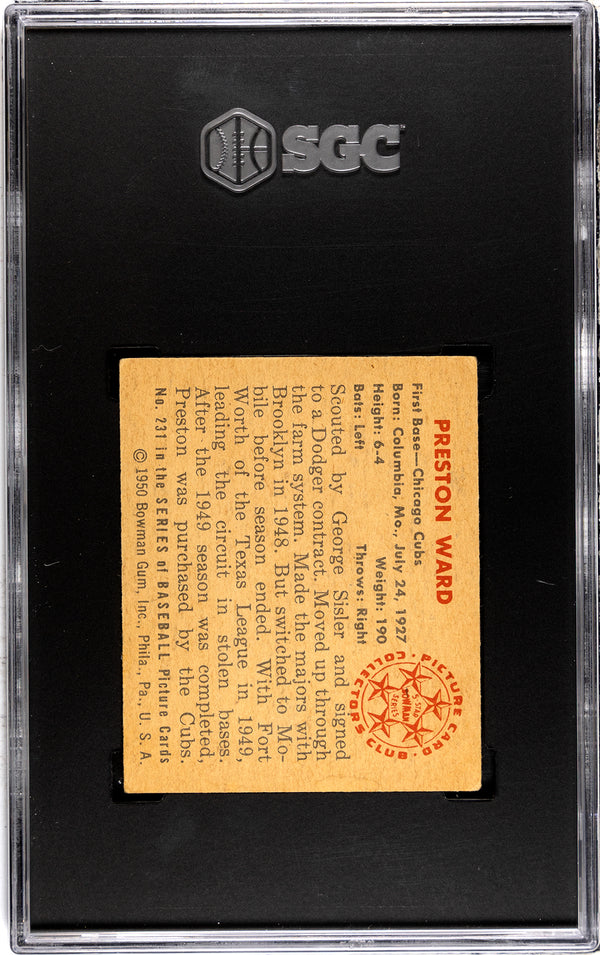 Preston Ward 1950 Bowman #231 SGC 4.5