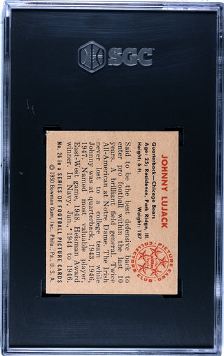 Johnny Lujack 1950 Bowman Card #26 (SGC Authentic)