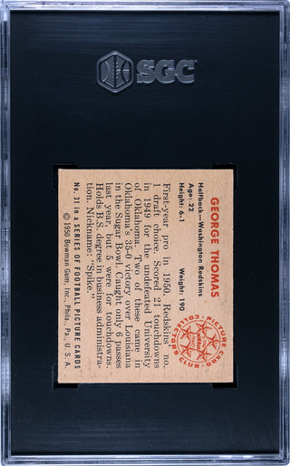 George Thomas 1950 Bowman Card #31 (SGC Authentic)