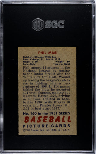 Phil Masi 1951 Bowman #160 SGC 3.5