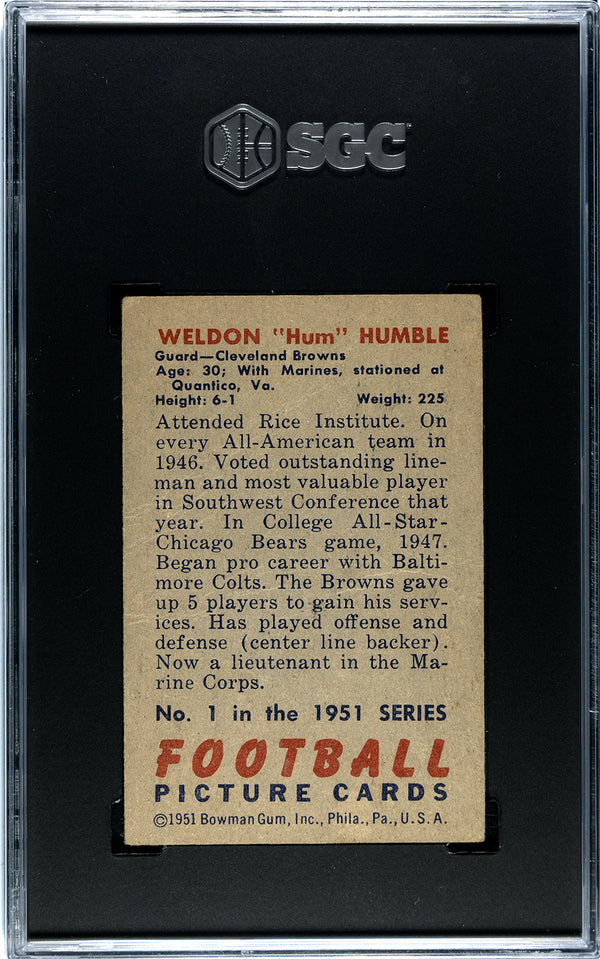 Weldon "Hum" Humble 1951 Bowman #1 SGC 2