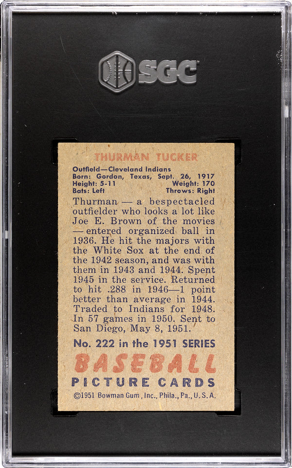 Thurman Tucker 1951 Bowman #222 SGC 5.5