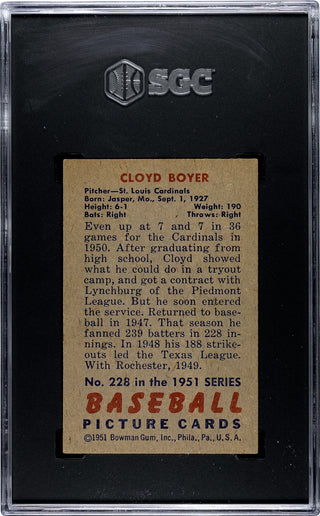 Cloyd Boyer 1951 Bowman #228 SGC 4.5