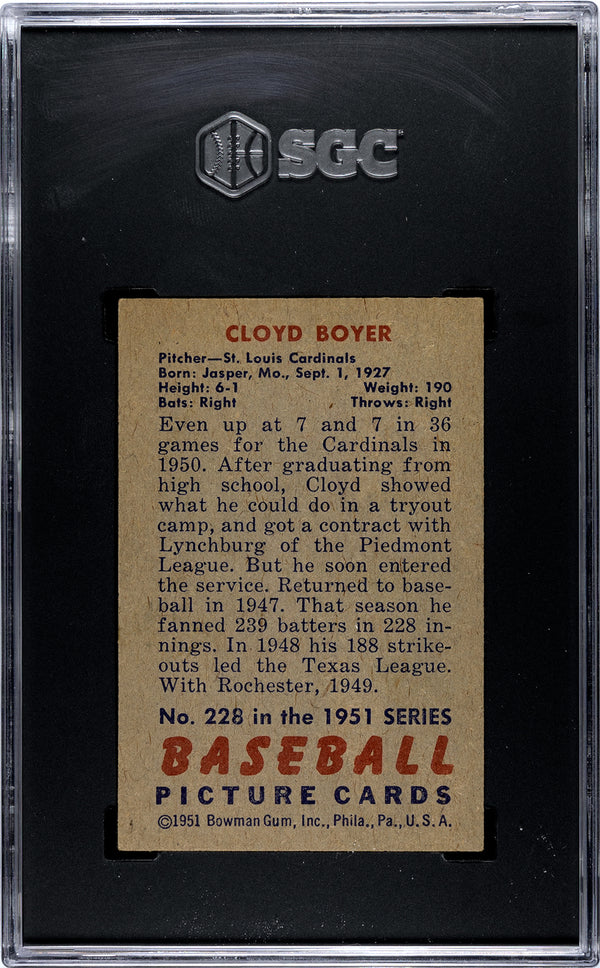 Cloyd Boyer 1951 Bowman #228 SGC 4.5