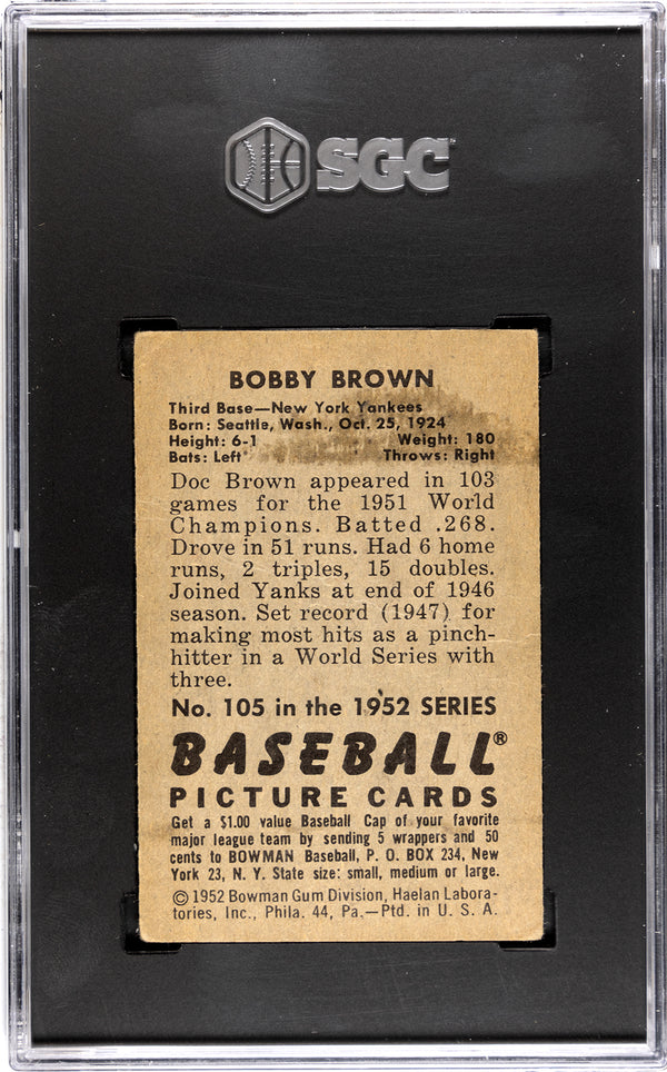 Bobby Brown 1952 Bowman #105 SGC 3