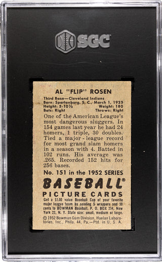 Al "Flip" Rosen 1952 Bowman #151 SGC 3.5