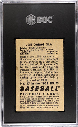 Joe Garagiola 1952 Bowman #27 SGC 4