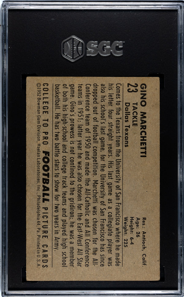 Gino Marchetti 1952 Bowman Large Card #23 SGC 2