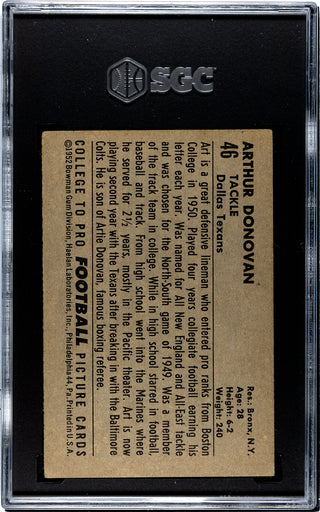 Art Donovan 1952 Bowman Large Card #46 SGC 3