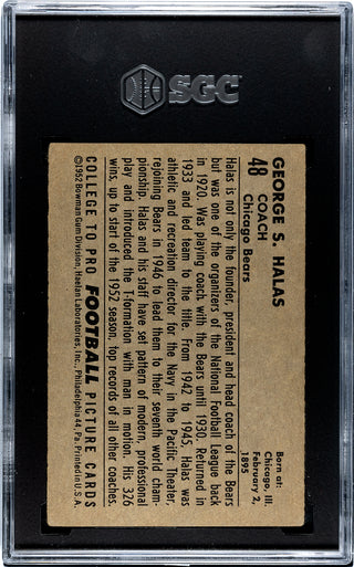 George Halas 1952 Bowman Large Card #48 SGC 2.5