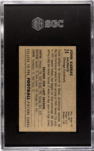 John Karras 1952 Bowman Small Card #24 (SGC 4)