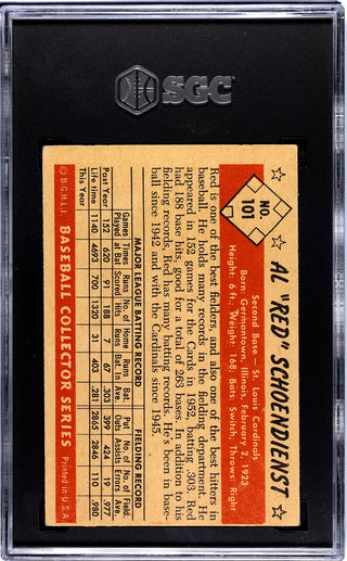 Red Schoendienst 1953 Bowman Color Card #101 SGC 2.5