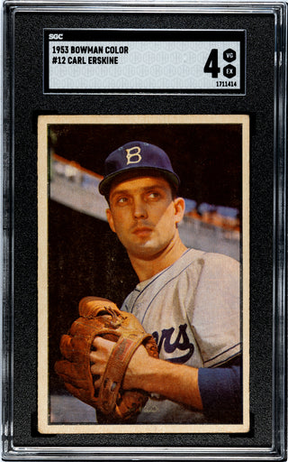 Carl Erskine 1953 Bowman Color Card #12 SGC 4