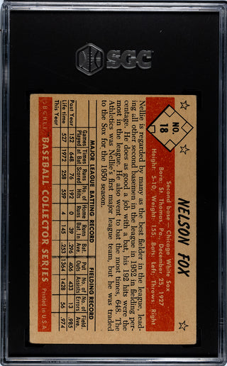 Nelson Fox 1953 Bowman Color Card #18 SGC 1