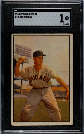 Nelson Fox 1953 Bowman Color Card #18 SGC 1