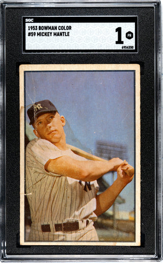 Mickey Mantle 1953 Bowman Color Card #59 SGC 1