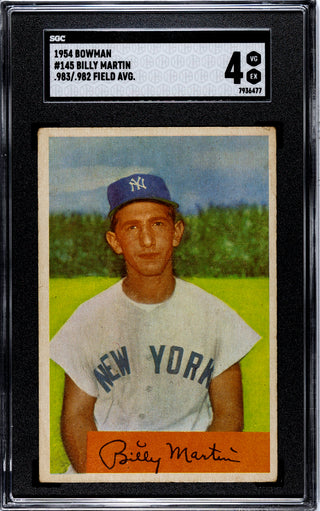 Billy Martin 1954 Bowman .983/.982 Field Avg. #145 SGC 4