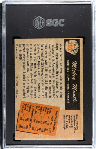Mickey Mantle 1955 Bowman Card #202 SGC 3