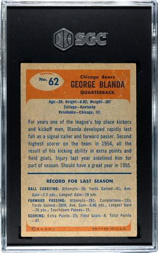 George Blanda 1955 Bowman #62 SGC 3