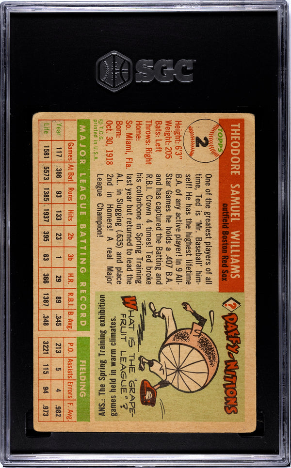 Ted Williams 1955 Topps #2 SGC 3